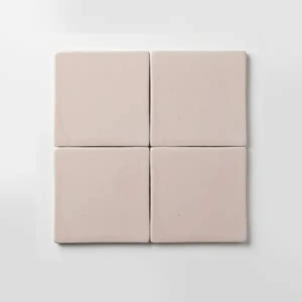 Blush renk 10x10 el yapımı sırlı seramik karo
